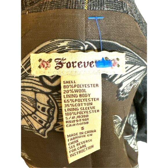 Vintage Y2K "Forever" Women's Grey Green Pinstripe Wool Button Blazer sz S Prepp - Picture 5 of 5